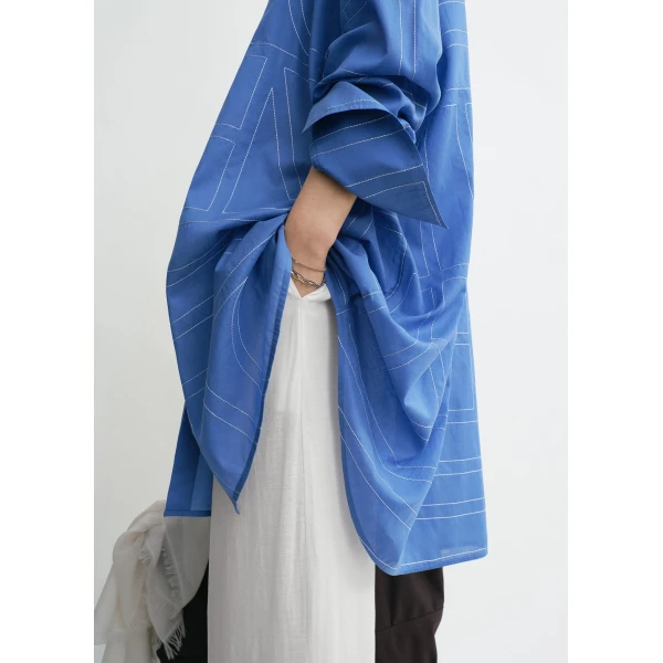 Totême Long summer shirt in Cobalt - Dresses - Scandinavian Minimalist Luxury at Luxury Shoes 