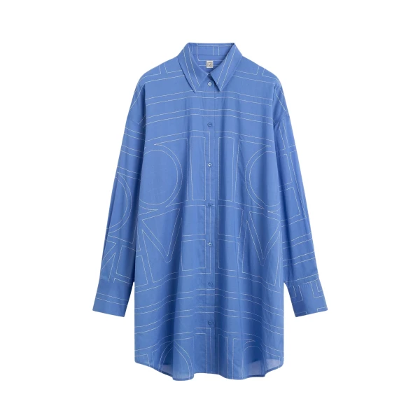 Totême Long summer shirt in Cobalt - Dresses - Scandinavian Minimalist Luxury at Luxury Shoes 