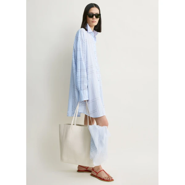 Totême Long summer shirt in Sky / Red - Dresses - Scandinavian Minimalist Luxury at Luxury Shoes 