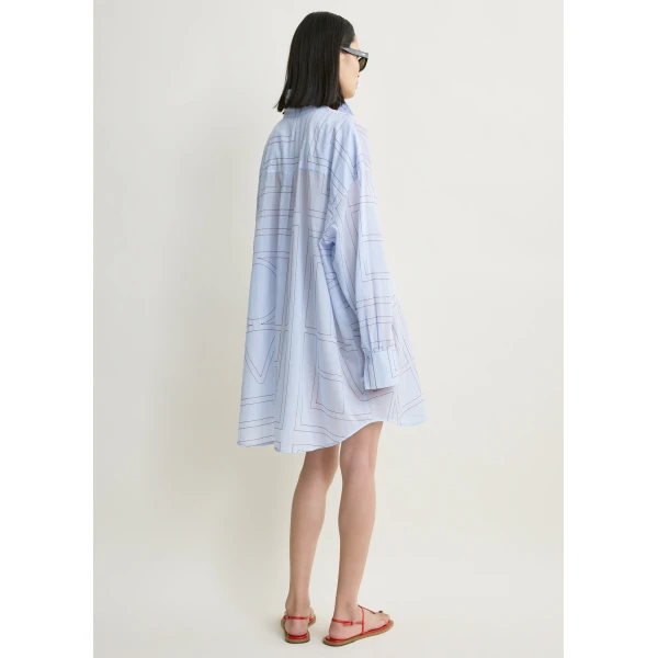 Totême Long summer shirt in Sky / Red - Dresses - Scandinavian Minimalist Luxury at Luxury Shoes 