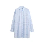 Totême Long summer shirt in Sky / Red - Dresses - Scandinavian Minimalist Luxury at Luxury Shoes 