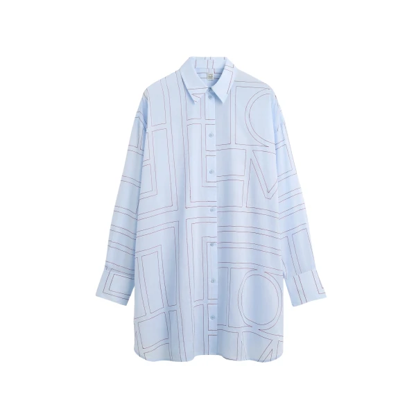 Totême Long summer shirt in Sky / Red - Dresses - Scandinavian Minimalist Luxury at Luxury Shoes 