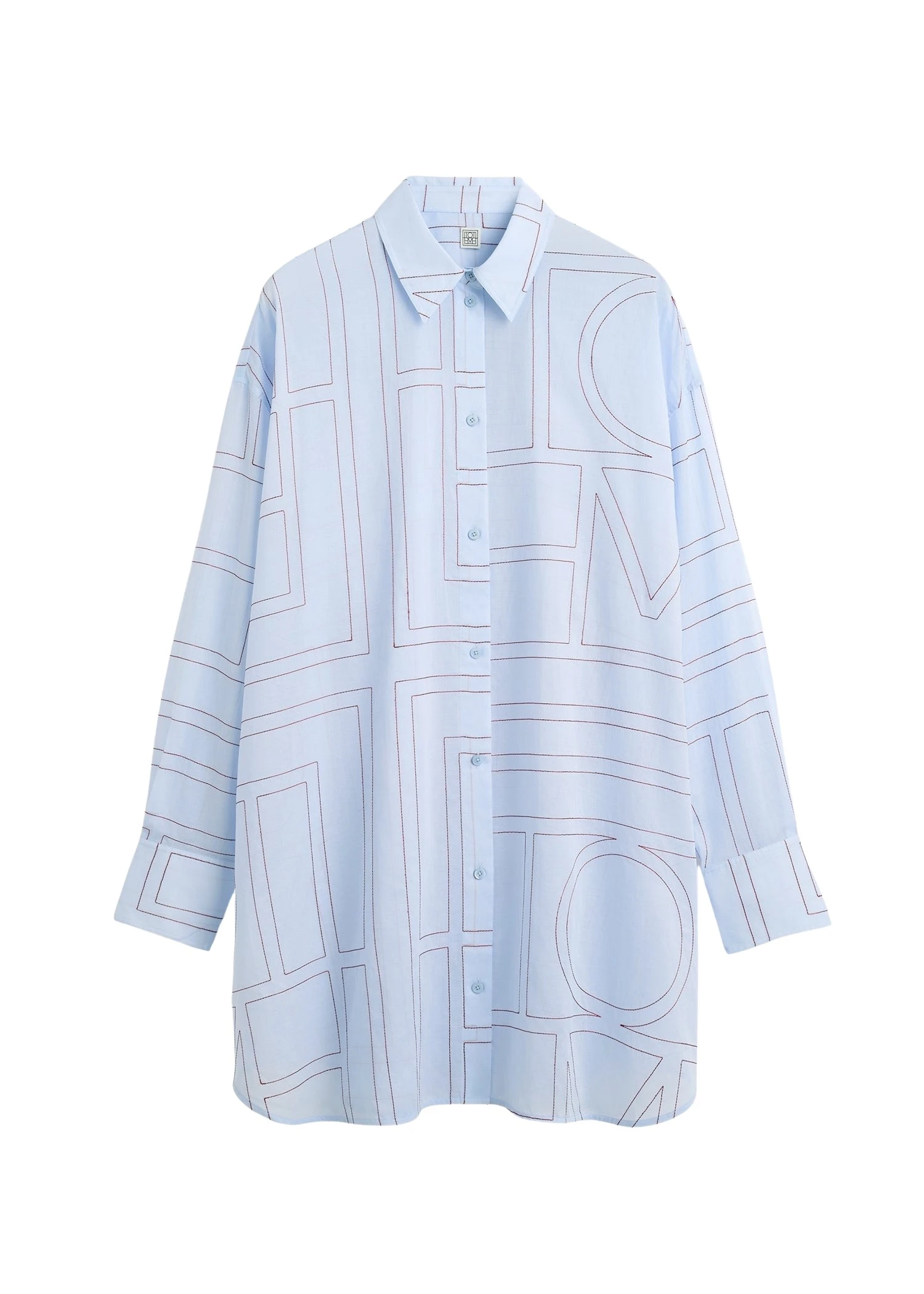 Toteme-Long-summer-shirt-in-Sky-Red30644_nobg Totême Long summer shirt in Sky / Red - Dresses - Scandinavian Minimalist Luxury at Luxury Shoes