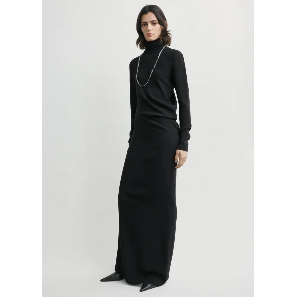 Totême Long twist dress in Black - Dresses - Scandinavian Minimalist Luxury at Luxury Shoes 