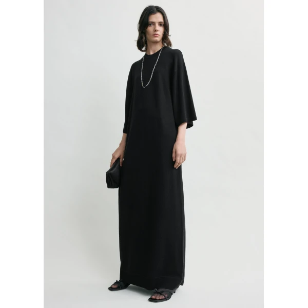 Totême Merino knit tee dress in Black - Dresses - Scandinavian Minimalist Luxury at Luxury Shoes 