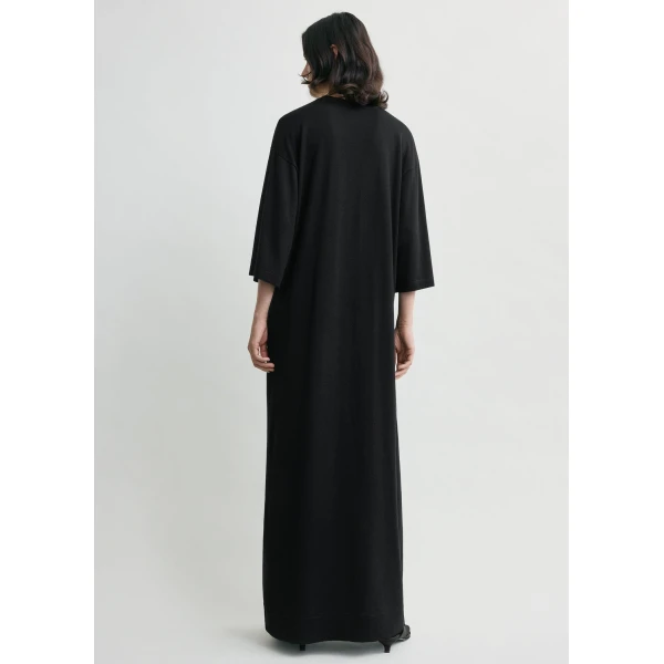 Totême Merino knit tee dress in Black - Dresses - Scandinavian Minimalist Luxury at Luxury Shoes 
