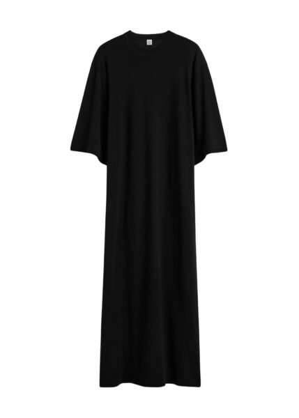 Totême Merino knit tee dress in Black - Dresses - Scandinavian Minimalist Luxury at Luxury Shoes 