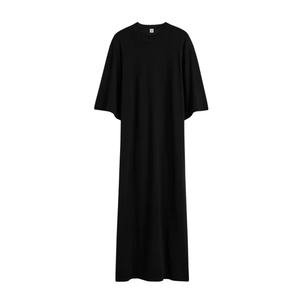 Totême Merino knit tee dress in Black - Dresses - Scandinavian Minimalist Luxury at Luxury Shoes 