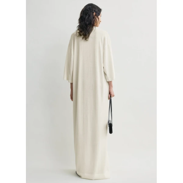Totême Merino knit tee dress in Ecru - Dresses - Scandinavian Minimalist Luxury at Luxury Shoes 