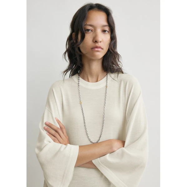 Totême Merino knit tee dress in Ecru - Dresses - Scandinavian Minimalist Luxury at Luxury Shoes 