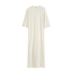 Totême Merino knit tee dress in Ecru - Dresses - Scandinavian Minimalist Luxury at Luxury Shoes 
