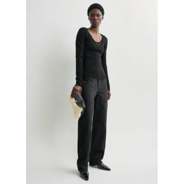 Totême Merino knit top in Black - Knitwear - Scandinavian Minimalist Luxury at Luxury Shoes 