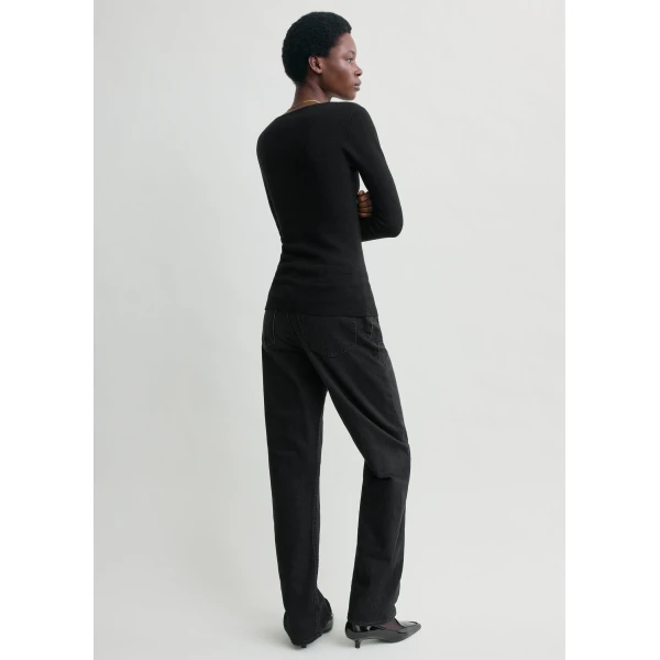 Totême Merino knit top in Black - Knitwear - Scandinavian Minimalist Luxury at Luxury Shoes 