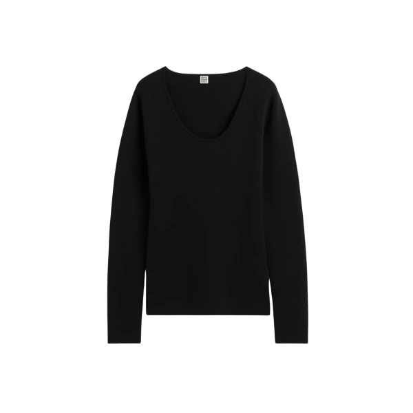 Totême Merino knit top in Black - Knitwear - Scandinavian Minimalist Luxury at Luxury Shoes 