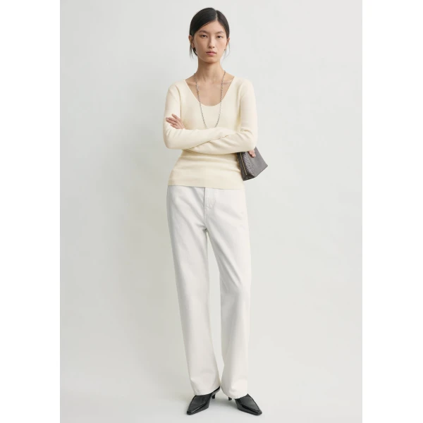 Totême Merino knit top in Ecru - Knitwear - Scandinavian Minimalist Luxury at Luxury Shoes 