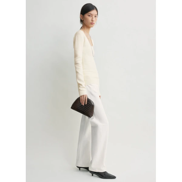 Totême Merino knit top in Ecru - Knitwear - Scandinavian Minimalist Luxury at Luxury Shoes 