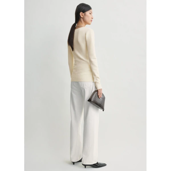 Totême Merino knit top in Ecru - Knitwear - Scandinavian Minimalist Luxury at Luxury Shoes 