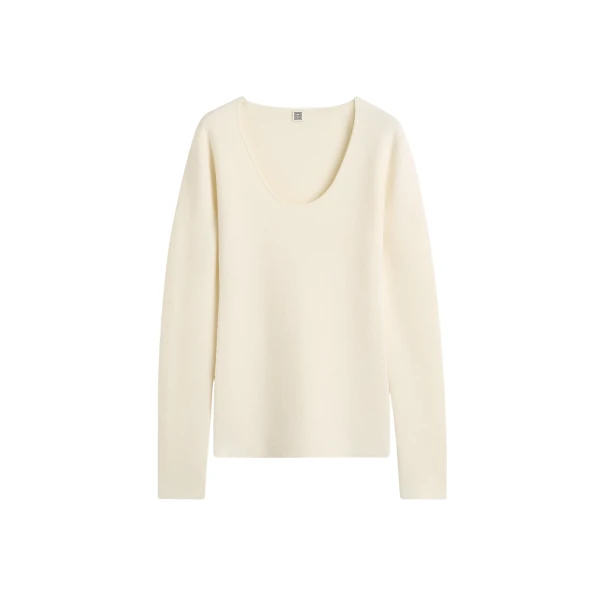 Totême Merino knit top in Ecru - Knitwear - Scandinavian Minimalist Luxury at Luxury Shoes 