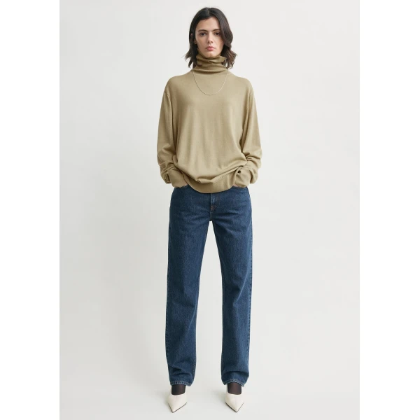 Totême Merino turtleneck in Desert - Knitwear - Scandinavian Minimalist Luxury at Luxury Shoes 