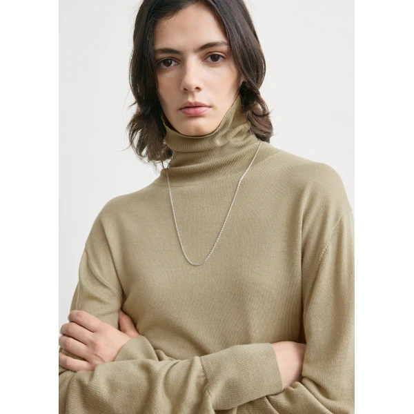 Totême Merino turtleneck in Desert - Knitwear - Scandinavian Minimalist Luxury at Luxury Shoes 