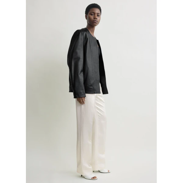 Totême Minimal biker jacket in Black - Jackets - Scandinavian Minimalist Luxury at Luxury Shoes 