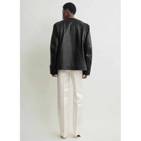 Totême Minimal biker jacket in Black - Jackets - Scandinavian Minimalist Luxury at Luxury Shoes 