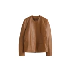 Totême Minimal biker jacket in Copper - Jackets - Scandinavian Minimalist Luxury at Luxury Shoes 