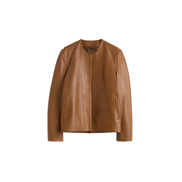 Totême Minimal biker jacket in Copper - Jackets - Scandinavian Minimalist Luxury at Luxury Shoes 
