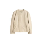 Totême Minimal biker jacket in Stone - Jackets - Scandinavian Minimalist Luxury at Luxury Shoes 