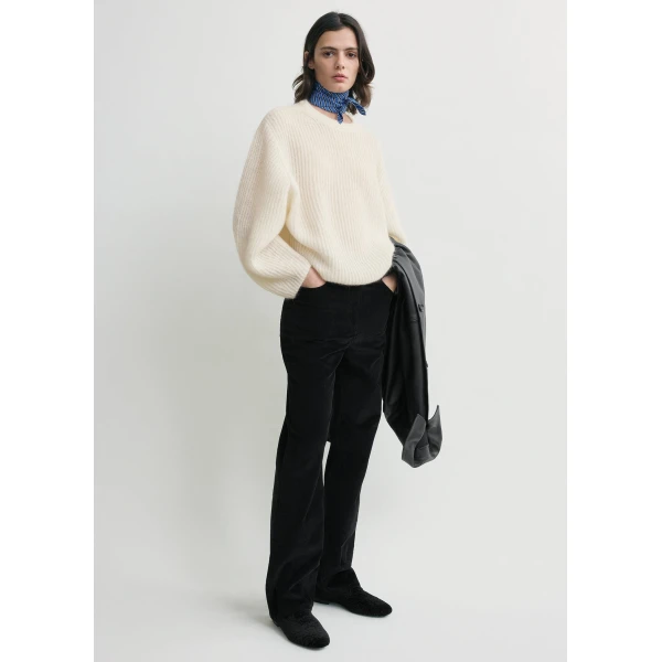 Totême Mohair blend rib knit in Ecru - Knitwear - Scandinavian Minimalist Luxury at Luxury Shoes 