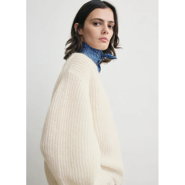 Totême Mohair blend rib knit in Ecru - Knitwear - Scandinavian Minimalist Luxury at Luxury Shoes 