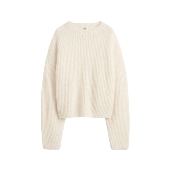 Totême Mohair blend rib knit in Ecru - Knitwear - Scandinavian Minimalist Luxury at Luxury Shoes 