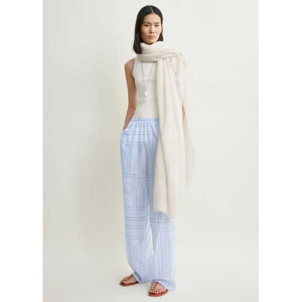 Totême Monogram cotton-blend pj bottoms in Sky - Pants - Scandinavian Minimalist Luxury at Luxury Shoes 