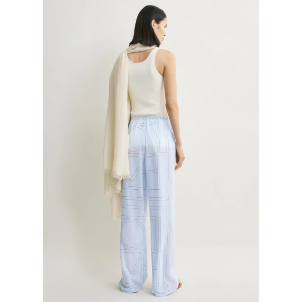 Totême Monogram cotton-blend pj bottoms in Sky - Pants - Scandinavian Minimalist Luxury at Luxury Shoes 