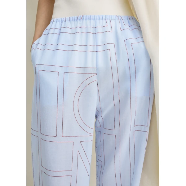 Totême Monogram cotton-blend pj bottoms in Sky - Pants - Scandinavian Minimalist Luxury at Luxury Shoes 