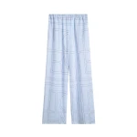 Totême Monogram cotton-blend pj bottoms in Sky - Pants - Scandinavian Minimalist Luxury at Luxury Shoes 