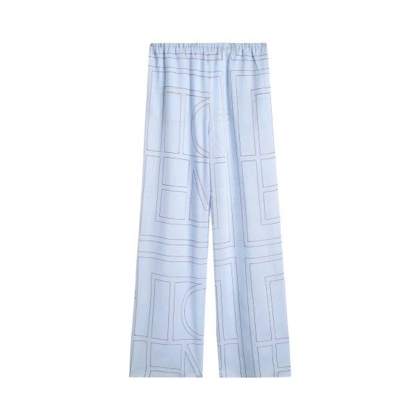 Totême Monogram cotton-blend pj bottoms in Sky - Pants - Scandinavian Minimalist Luxury at Luxury Shoes 