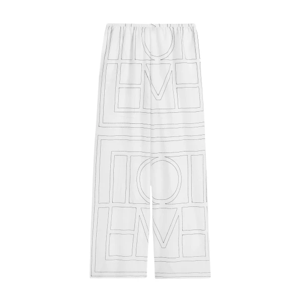 Totême Monogram cotton-blend pj bottoms in White / Black - Pants - Scandinavian Minimalist Luxury at Luxury Shoes 