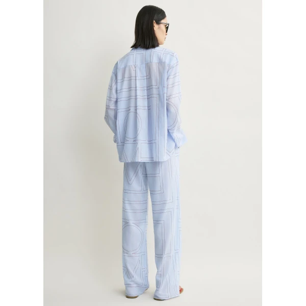 Totême Monogram cotton-blend pj top in Sky - Tops - Scandinavian Minimalist Luxury at Luxury Shoes 