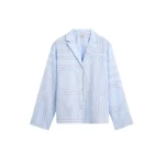 Totême Monogram cotton-blend pj top in Sky - Tops - Scandinavian Minimalist Luxury at Luxury Shoes 