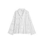 Totême Monogram cotton-blend pj top in White / Black - Tops - Scandinavian Minimalist Luxury at Luxury Shoes 