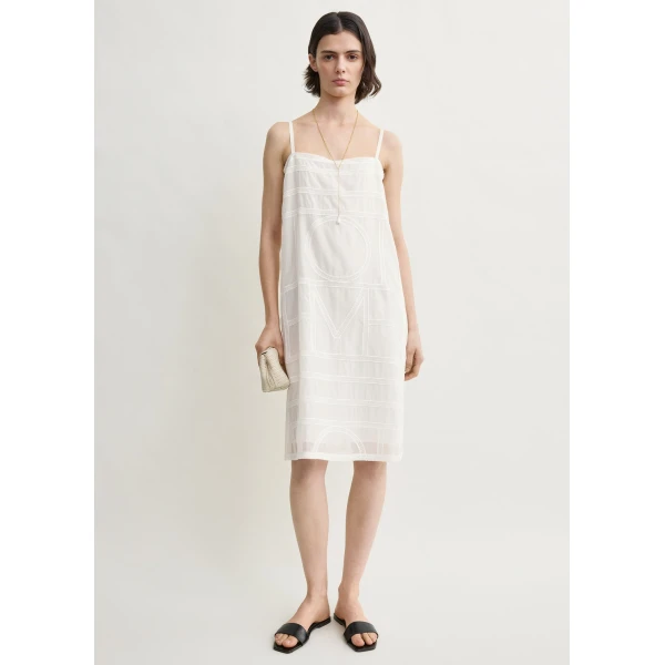 Totême Monogram cotton voile dress in White - Dresses - Scandinavian Minimalist Luxury at Luxury Shoes 