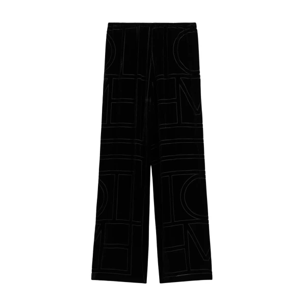 Totême Monogram devoré pj bottoms in Black - Pants - Scandinavian Minimalist Luxury at Luxury Shoes 