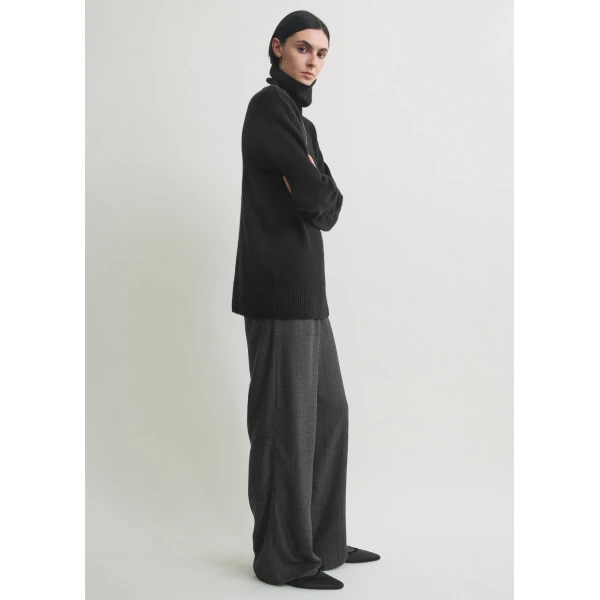 Totême Monogram flannel pj bottoms charcoal in Charcoal melange - Pants - Scandinavian Minimalist Luxury at Luxury Shoes 