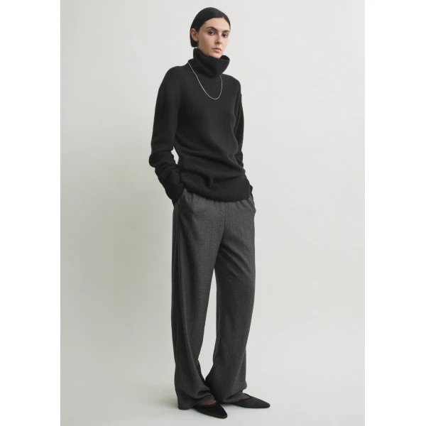 Totême Monogram flannel pj bottoms charcoal in Charcoal melange - Pants - Scandinavian Minimalist Luxury at Luxury Shoes 
