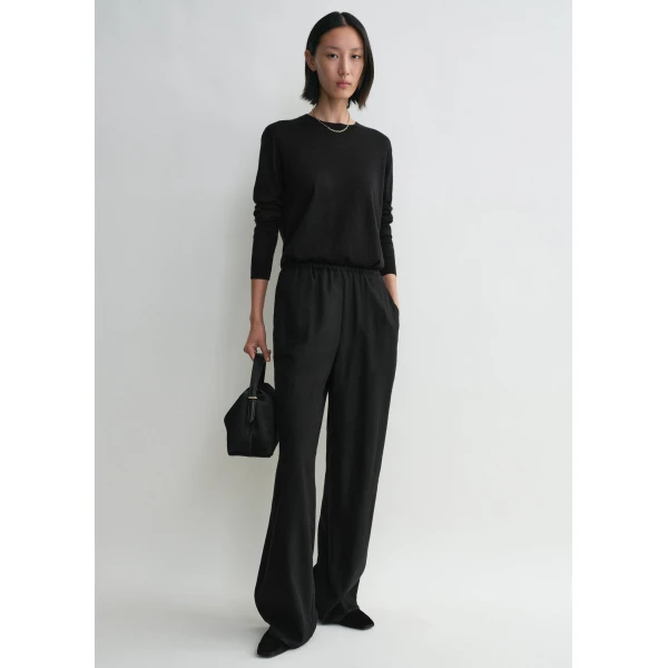 Totême Monogram flannel pj bottoms in Black - Pants - Scandinavian Minimalist Luxury at Luxury Shoes 