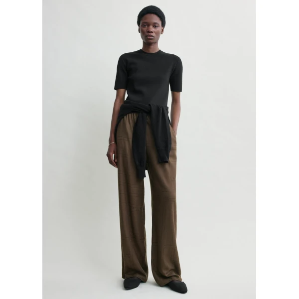 Totême Monogram flannel pj bottoms in Dark brown - Pants - Scandinavian Minimalist Luxury at Luxury Shoes 
