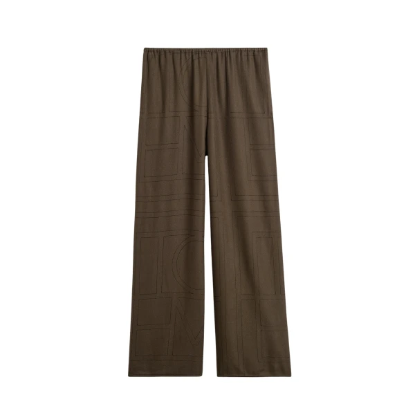 Totême Monogram flannel pj bottoms in Dark brown - Pants - Scandinavian Minimalist Luxury at Luxury Shoes 