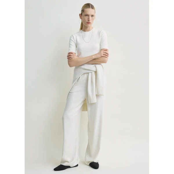 Totême Monogram flannel pj bottoms in Ecru - Pants - Scandinavian Minimalist Luxury at Luxury Shoes 