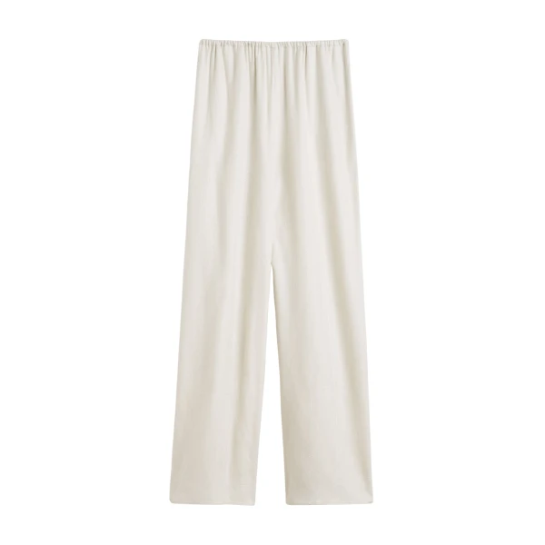 Totême Monogram flannel pj bottoms in Ecru - Pants - Scandinavian Minimalist Luxury at Luxury Shoes 